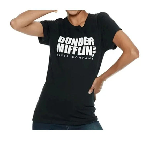 The Office Tops - The Office Women's Small Tee T Shirt Short Sleeve Dunder Mifflin Inc. Black